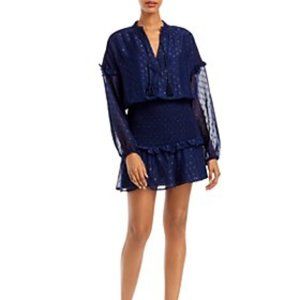 NWT AQUA Foil Print Navy Blue Dress